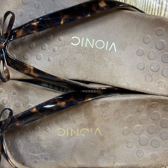 VIONIC Bella II Tortoise Shell Print Strap Comfort Flip Flop Sandals Women’s 9 - Picture 8 of 15